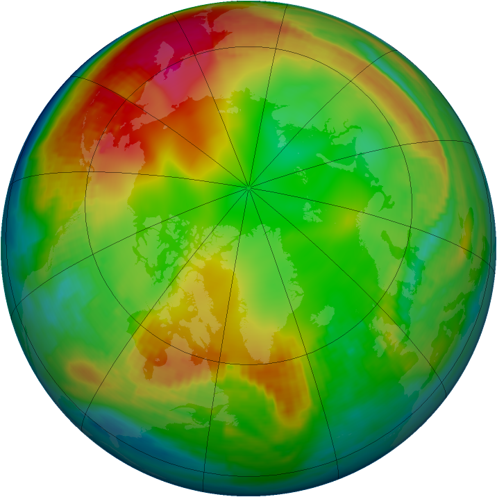 Arctic ozone map for 19 January 2001